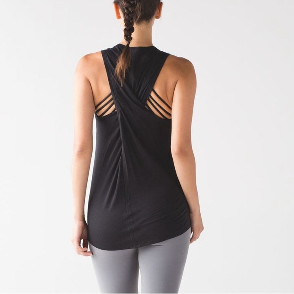 Lululemon Bend And Twist Tank Top Black Pima Cotton Size 4